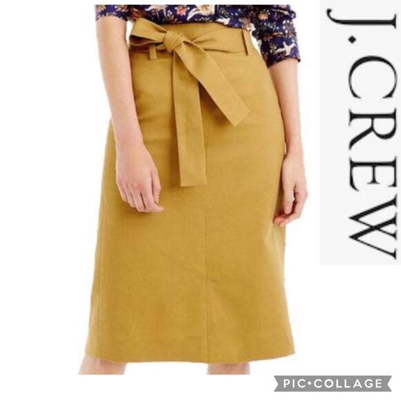 NWT J. Crew Women Tie Waist Midi Skirt In Cotton Linen size 6 - Picture 1 of 11